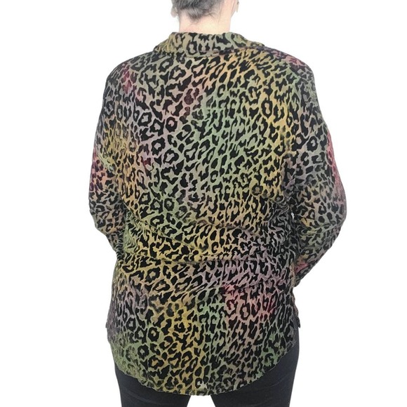Kay Chapman Blouse Leopard Print Ombre Rainbow Burnout Velvet Small Art to Wear - Picture 5 of 14